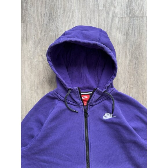 Rare Vintage Y2K Nike Swoosh Full Zip Hoodie Sweater Purple Violet Streetwear - Picture 3 of 15